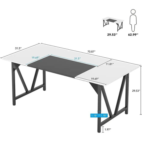 White & Black Solid Wood Dining Table | Seats 6 | Kitchen Furniture – Oakvello