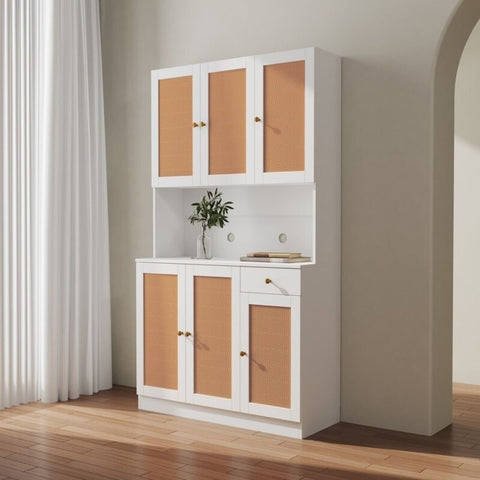 Solid Wood Closet | 6 Doors, 1 Drawer & 1 Open Shelf Bedroom Storage – Oakvello