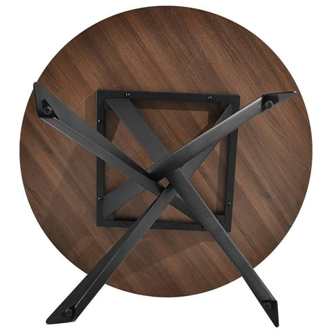 Solid Wood Round Dining Table with Carbon Steel Cross Base | Kitchen Furniture – Oakvello