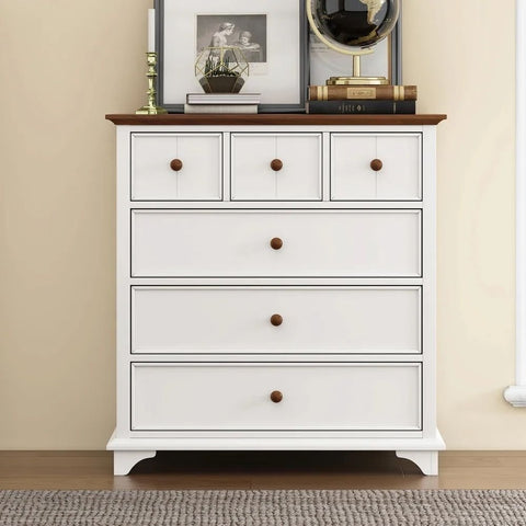 Captain Solid Wood 6-Drawer Chest | Bedroom Storage Dresser – Oakvello