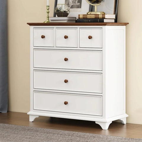 Captain Solid Wood 6-Drawer Chest | Bedroom Storage Dresser – Oakvello