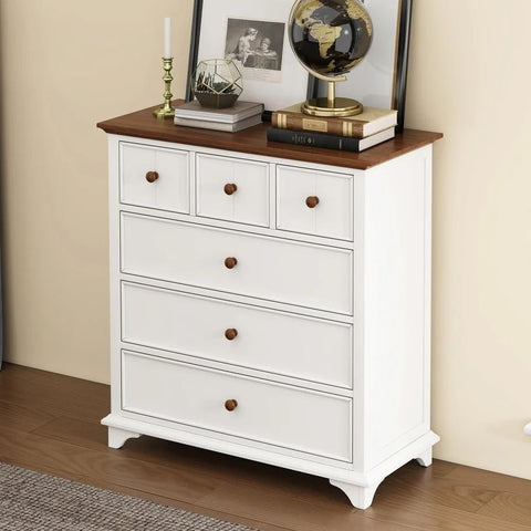Captain Solid Wood 6-Drawer Chest | Bedroom Storage Dresser – Oakvello