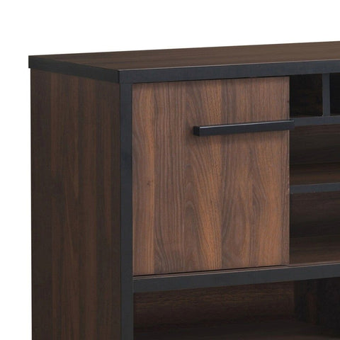 Walnut & Black Solid Wood 6-Shelf Wine Cabinet | Home Bar Storage – Oakvello