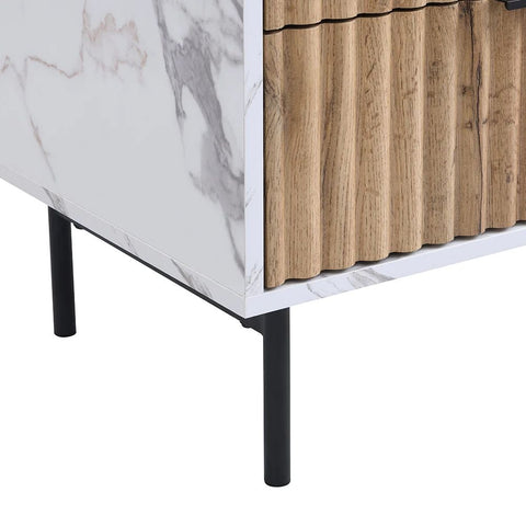 Marble Effect 2-Drawer Bedside Table | Solid Wood Luxury Nightstand – Oakvello