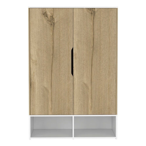 Rectangular Solid Wood 2-Door Wardrobe | Bedroom Storage Furniture – Oakvello