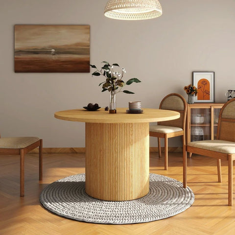 Round Solid Wood Kitchen Dining Table | Natural Hardwood Furniture – Oakvello
