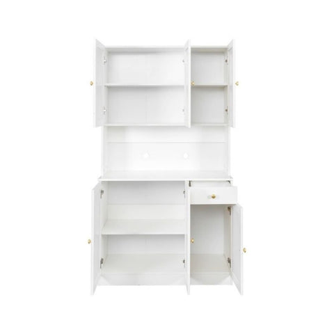 Solid Wood Closet | 6 Doors, 1 Drawer & 1 Open Shelf Bedroom Storage – Oakvello