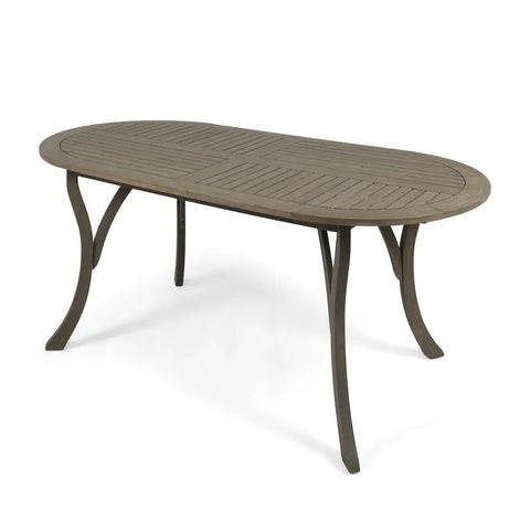 Teak & Grey Solid Wood Dining Table | Two-Tone Kitchen Furniture – Oakvello
