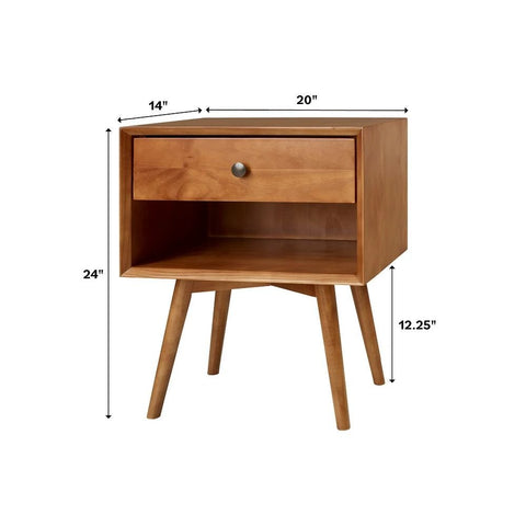 Solid Wood 1-Drawer & 1-Shelf Nightstand | Bedroom Bedside Table – Oakvello