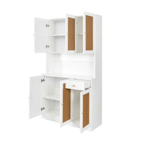 Solid Wood Closet | 6 Doors, 1 Drawer & 1 Open Shelf Bedroom Storage – Oakvello