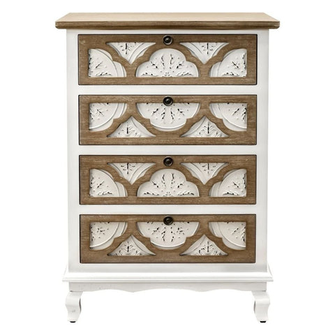 White & Natural Wood Vintage 4-Drawer Chest | Bedroom Storage Dresser – Oakvello