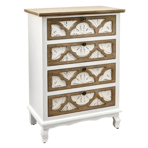 White & Natural Wood Vintage 4-Drawer Chest | Bedroom Storage Dresser – Oakvello