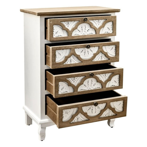 White & Natural Wood Vintage 4-Drawer Chest | Bedroom Storage Dresser – Oakvello