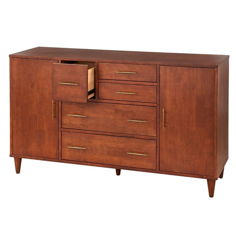 White Finish Solid Wood Sideboard | Bright Living Room Storage – Oakvello
