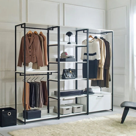 Solid Wood Bedroom Wardrobe | 1 Drawer & 5 Compartments Storage – Oakvello