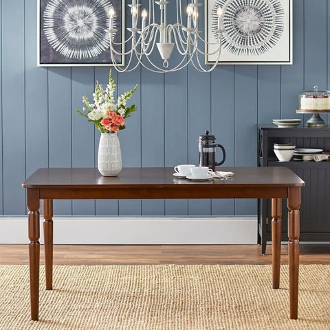 Brown Finish Solid Wood Dining Table | Warm Tone Kitchen Furniture – Oakvello