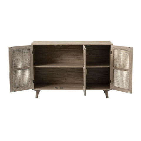 Solid Wood 3-Door Sideboard Cabinet | Living Room Storage Furniture – Oakvello