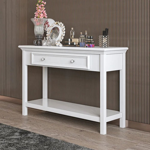 Solid Wood Console Table with Drawer & Shelf | Entryway Furniture – Oakvello