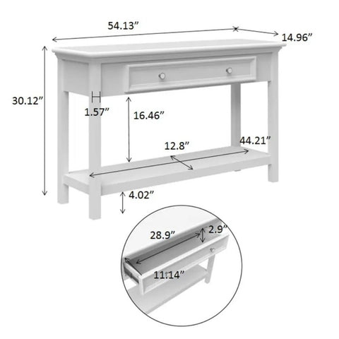 Solid Wood Console Table with Drawer & Shelf | Entryway Furniture – Oakvello