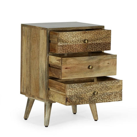 Solid Wood 3-Drawer Nightstand | Bedroom Bedside Table – Oakvello