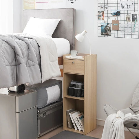 2-Shelf Bedside Table | Wood Finish Nightstand with Storage – Oakvello