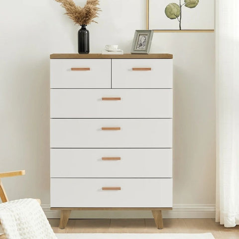 Solid Wood 6-Drawer Chest | Bedroom Storage Dresser – Oakvello