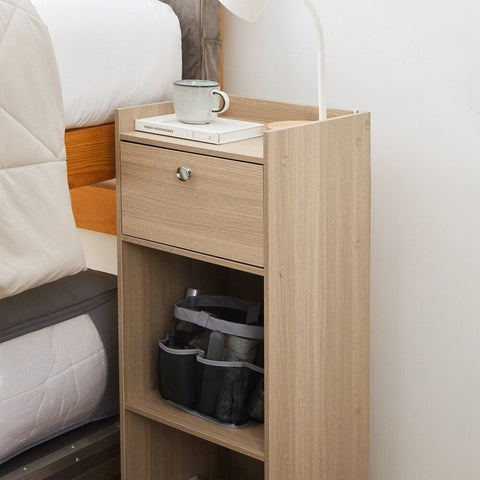 2-Shelf Bedside Table | Wood Finish Nightstand with Storage – Oakvello