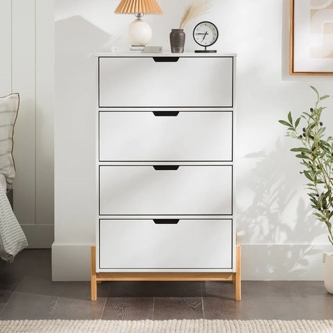 Minimal 4-Drawer Solid Wood Chest | Bedroom Storage Dresser – Oakvello