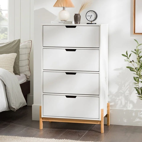 Minimal 4-Drawer Solid Wood Chest | Bedroom Storage Dresser – Oakvello