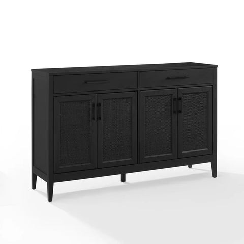 Black Finish Solid Wood Sideboard | Bold Living Room Storage Cabinet – Oakvello