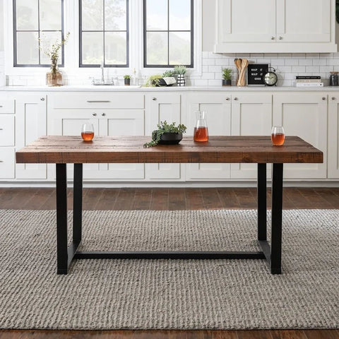 Distressed Solid Wood Dining Table | Rustic Kitchen & Dining Furniture – Oakvello