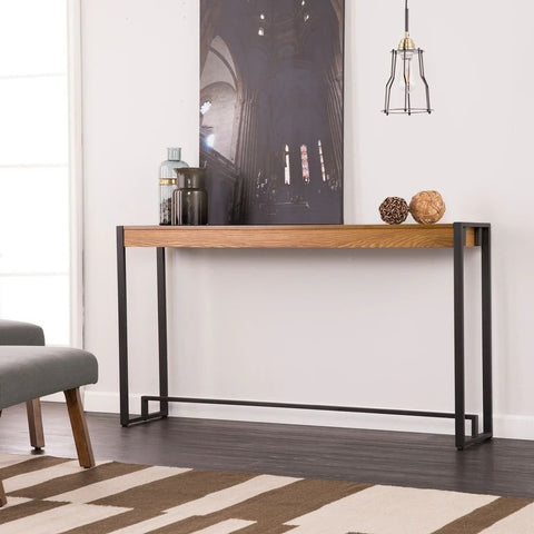 Modern Narrow Industrial Solid Wood Console Table | Entryway Furniture – Oakvello