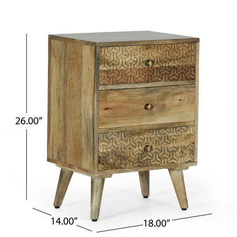 Solid Wood 3-Drawer Nightstand | Bedroom Bedside Table – Oakvello
