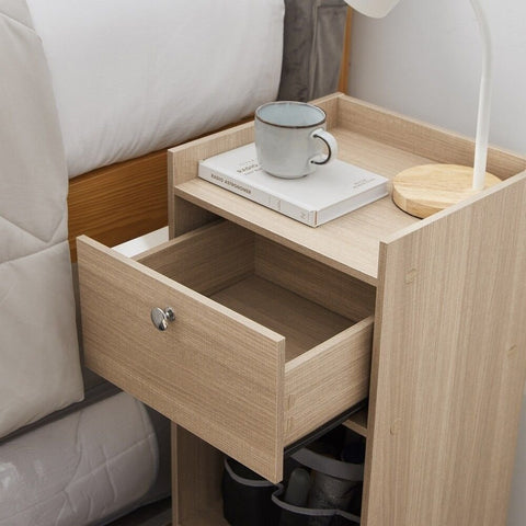 2-Shelf Bedside Table | Wood Finish Nightstand with Storage – Oakvello