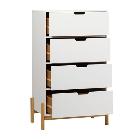 Minimal 4-Drawer Solid Wood Chest | Bedroom Storage Dresser – Oakvello