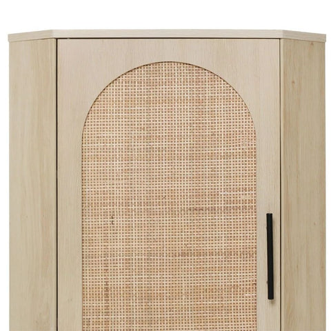 Solid Wood Corner Storage Shelf Cabinet with Metal Legs | Living Room Furniture – Oakvello