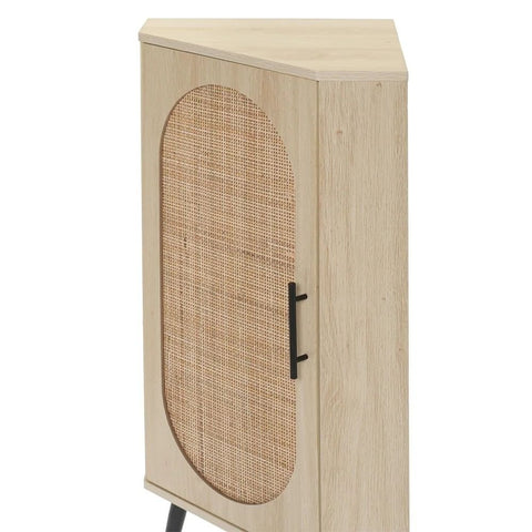 Solid Wood Corner Storage Shelf Cabinet with Metal Legs | Living Room Furniture – Oakvello