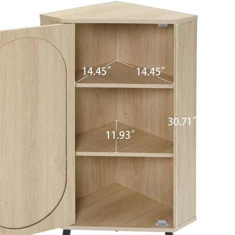 Solid Wood Corner Storage Shelf Cabinet with Metal Legs | Living Room Furniture – Oakvello