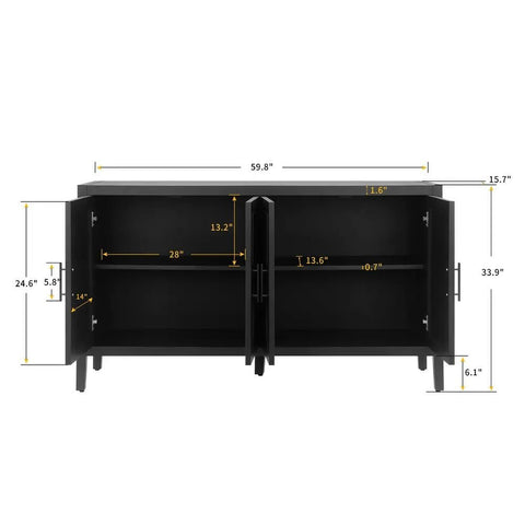 Black Finish Accent Sideboard | Bold Living Room Storage Cabinet – Oakvello
