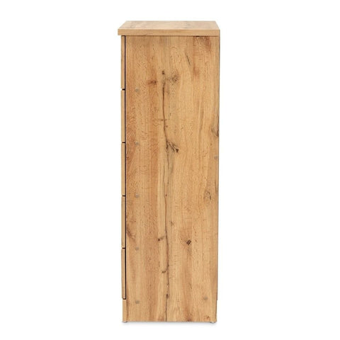 Oak Brown 5-Drawer Tallboy Storage Chest | Solid Wood Bedroom Dresser – Oakvello