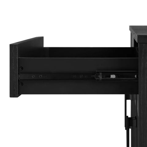 Black Finish Solid Wood Sideboard | Bold Living Room Storage Cabinet – Oakvello