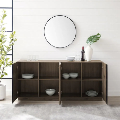 4-Door Solid Wood Sideboard | Spacious Living Room Storage Cabinet – Oakvello