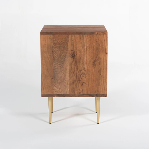 Aurelian Art Deco Teak Wood Bedside Table | Modern Nightstand – Oakvello
