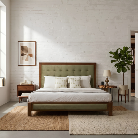 Verdana Bed | Hand-Tufted Upholstered Bed Frame with Solid Hardwood