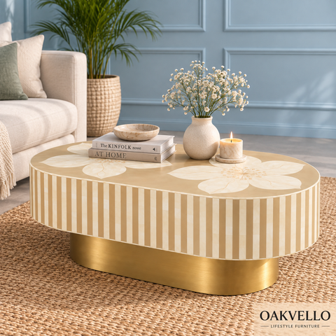 Celestia Bone Inlay Coffee Table | Handcrafted Artisan Living Room Furniture – Oakvello