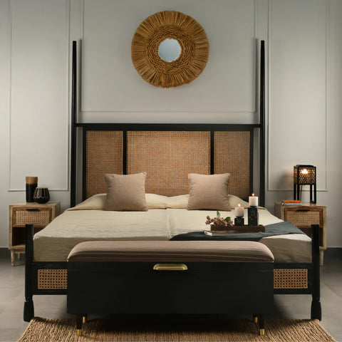 Elara Teak Wood Bed | Ethereal Luxury Bedroom Design – Oakvello
