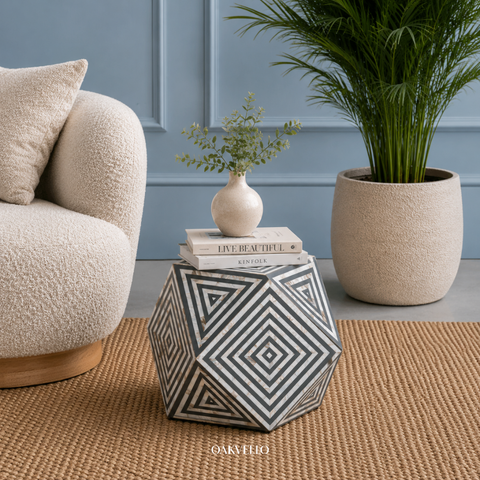 Vortex Geo Bone Inlay Side Table