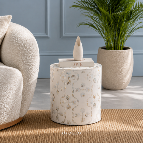 Pearl Bloom Shell Inlay Side Table