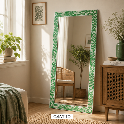 Green Vine Bone Inlay Full Length Mirror – 180 x 100 cm