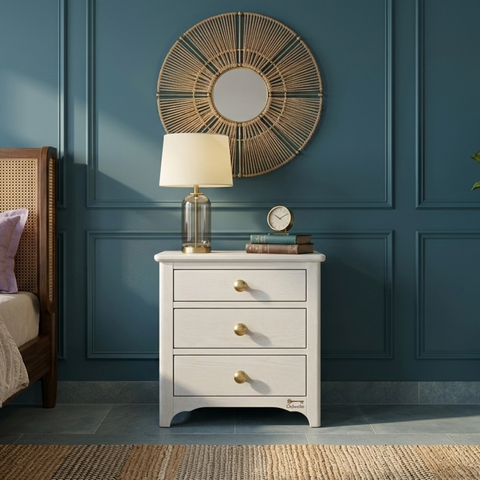 Caspian Solid Teak Wood Bedside Table | Premium Nightstand – Oakvello